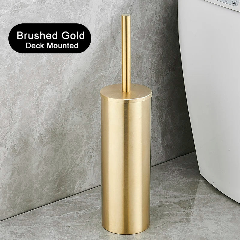 Brosse WC Inox avec Support Cylindrique, Murale ou à Poser, 7 Finitions