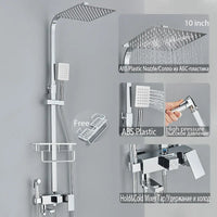 Colonne de Douche Réglable 73 à 116 cm avec Étagère, Noir, Chromé ou Doré