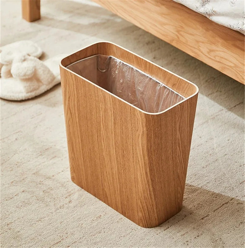Poubelle Cuisine en Bois Style Japonais 12 L, Clair ou Foncé