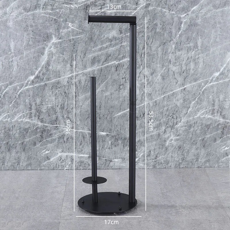 Porte-Papier Toilette sur Pied Noir, avec Réserve ou Porte-Brosse