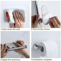 Porte-Papier Toilette Adhésif Sans Perçage en Inox 304 3 Coloris