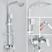 Colonne de Douche Carrée 3 ou 4 Voies avec Bec de Bain
