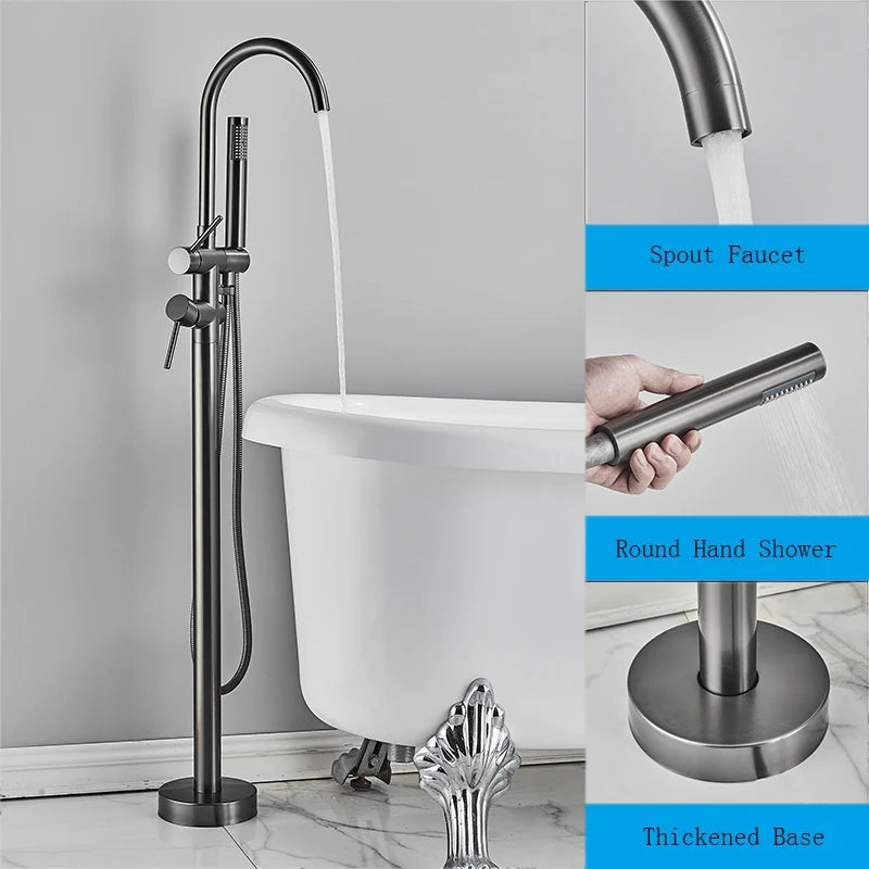 Robinet Baignoire sur Pied en Laiton avec Douchette 115 cm