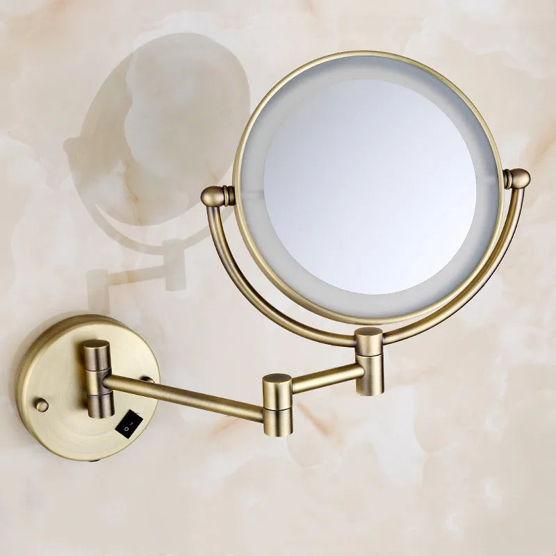Miroir Grossissant Mural LED Double Face en Laiton 3x ou 5x
