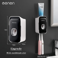 Distributeur de Dentifrice Automatique avec Porte-Brosses, Mural Gris ou Noir 15 cm