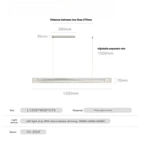 Suspension Cuisine Linéaire LED Verre Cannelé, 3 Finitions, 100 à 140 cm