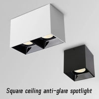Spot LED en Saillie Cuisine Carré Anti-Éblouissement, 7 à 24 W, Noir ou Blanc