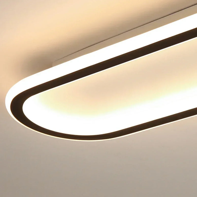 Plafonnier Cuisine LED Ovale Noir Moderne, 40, 60 ou 80 cm