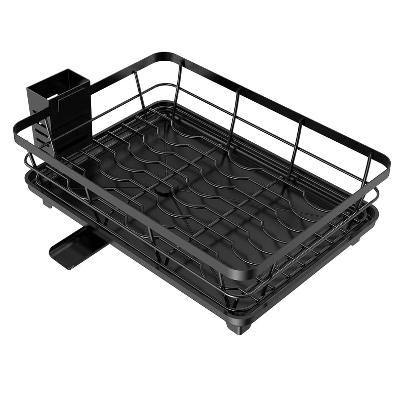 Égouttoir à Vaisselle Compact en Acier au Carbone Antirouille Noir