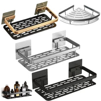 Étagère de Salle de Bain d'Angle Sans Perçage 2 Niveaux