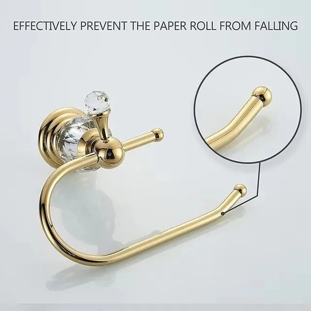 Accessoires Salle de Bain Doré Cristal Frise Grecque à la Pièce, 14 Articles