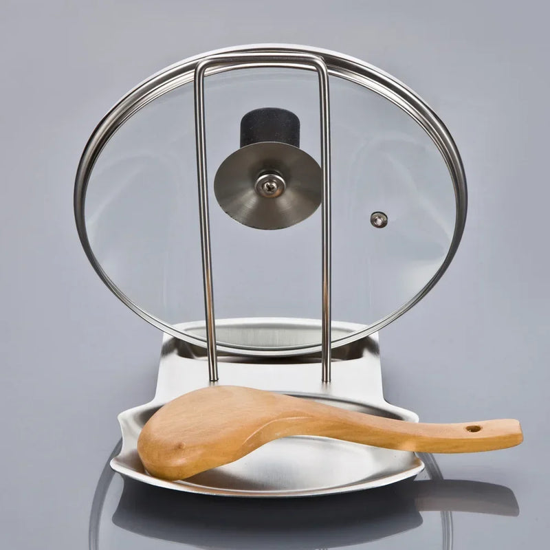 Range-Couvercle Casserole Inox avec Repose-Cuillère, Hauteur 19,5 cm