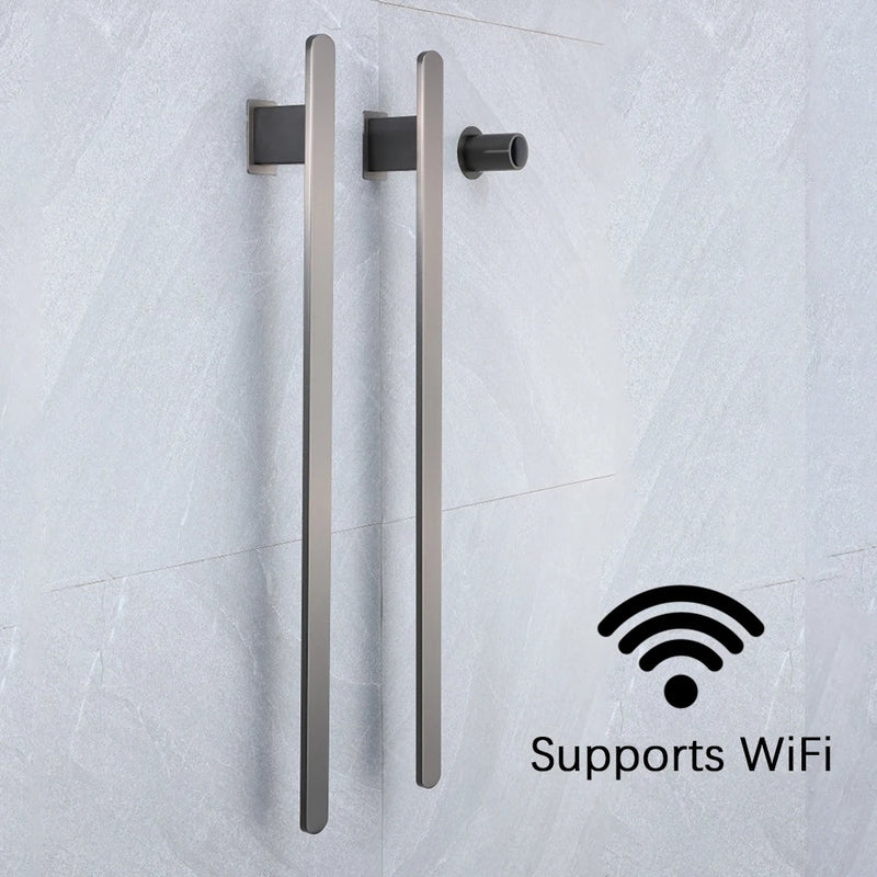 Sèche-Serviette Électrique Encastré Vertical 2 Barres Inox 84 cm, WiFi en Option