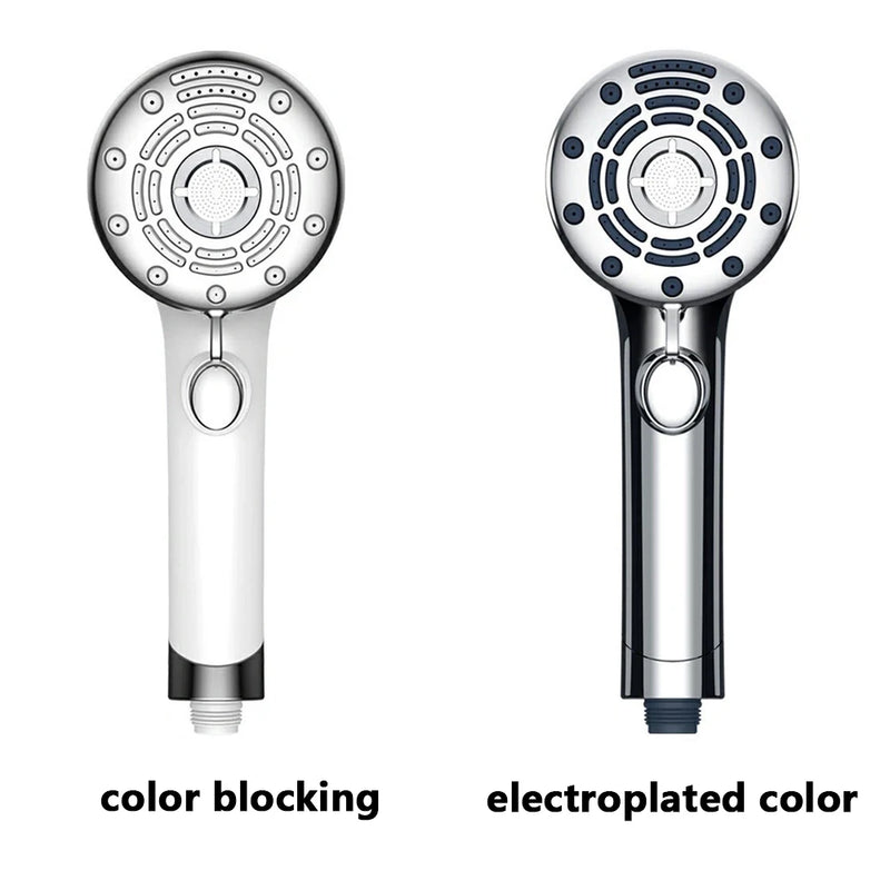 Pommeau de Douche à Main 6 Jets avec Bouton Stop, Chromé