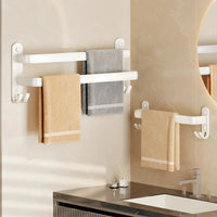 Porte-Serviette Mural Aluminium 1, 2 ou 3 Barres avec Crochets, 30 à 50 cm
