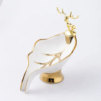Porte-Savon Céramique Feuille Décor Cerf Doré