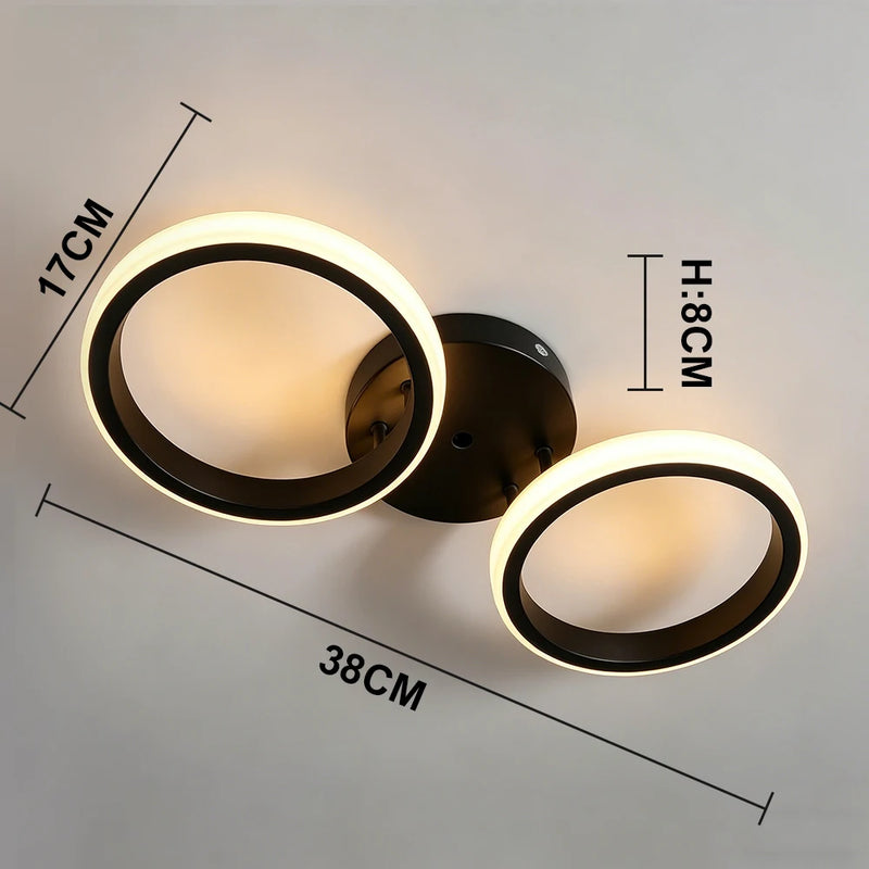 Plafonnier LED Cuisine Multi-Anneaux Dimmable Noir Blanc