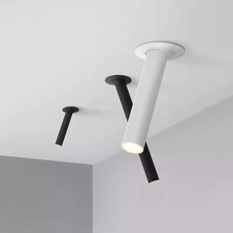 Spot LED Encastrable Tube Long Orientable, Noir ou Blanc, 7 à 15 W