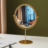Miroir de Table Rond Rotatif en Métal Doré ou Noir, 17 cm