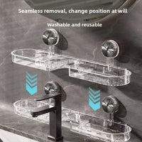 Étagère de Lavabo Murale à Ventouse Sans Perçage, Transparent ou Gris, 41 cm