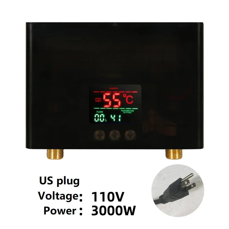 Chauffe-Eau Instantané Électrique Mural avec Télécommande, 3 000 ou 5 500 W