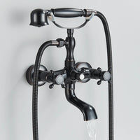 Robinet Baignoire Douche Rétro à Double Poignée, avec Douchette