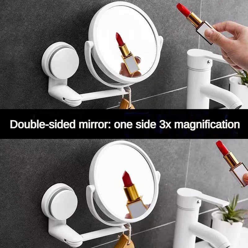 Miroir Grossissant Mural Rond à Ventouse Rotatif 360° Blanc