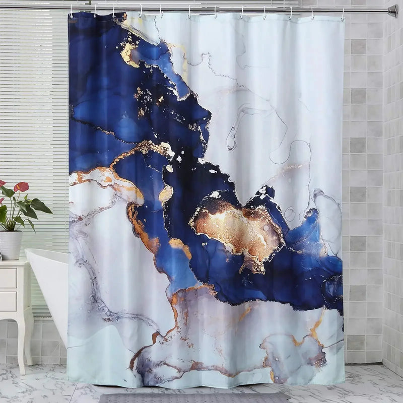 Rideau de Douche Effet Marbre en Tissu, 18 Motifs, 90 à 300 cm