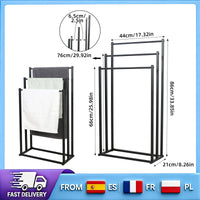 Porte-Serviette sur Pied Noir 3 Niveaux en Acier Autoportant