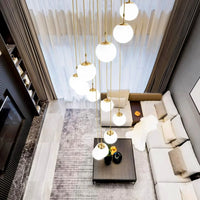 Suspension Cuisine Spirale Globes Blancs, Escalier ou Îlot, 3 à 25 Têtes