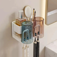 Porte-Brosse à Dents Électrique Mural, 2 à 6 Gobelets, Gris ou Blanc