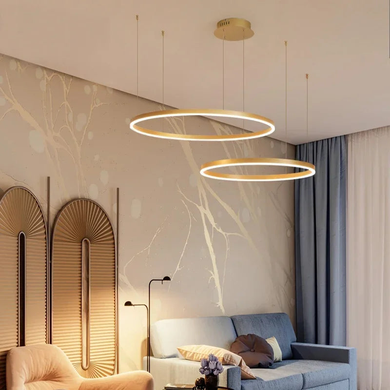 Suspension Cuisine LED Anneaux Étagés, 1 à 5 Anneaux