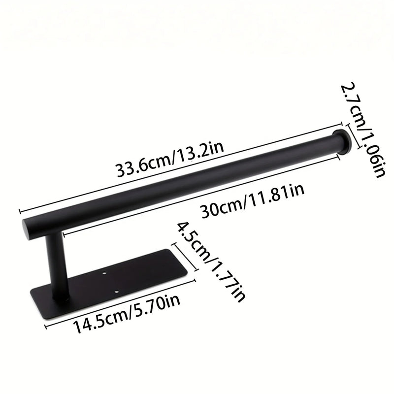 Porte-Essuie-Tout Mural Adhésif en Inox Noir ou Brossé 33,6 cm