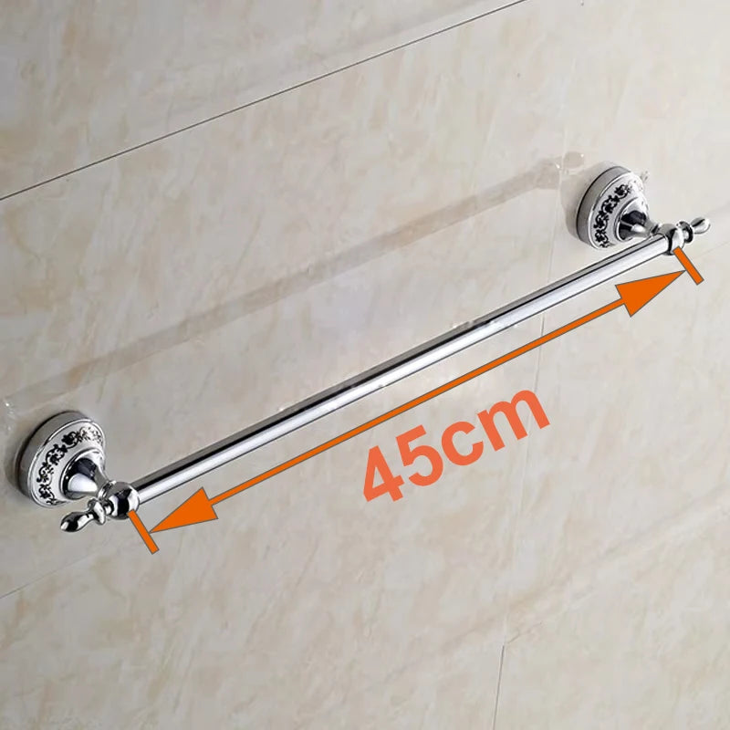 Accessoires Salle de Bain Chromé Céramique Bleu et Blanc à la Pièce, 23 Articles