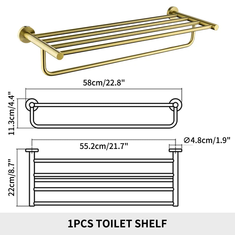 Accessoires Salle de Bain Inox Doré ou Chromé à Choisir