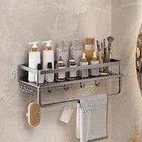 Étagère de Douche Murale Aluminium Sans Perçage, Grise, 30 ou 40 cm