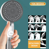 Pommeau de Douche Filtrant 10 Modes Haute Pression avec Bouton Stop