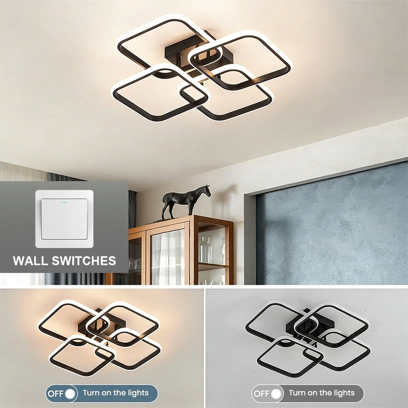 Plafonnier LED Carré Cuisine Moderne Motif en Grille ou en Croix