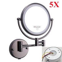 Miroir Grossissant Mural LED Bras Extensible Laiton, 3 Teintes de Lumière