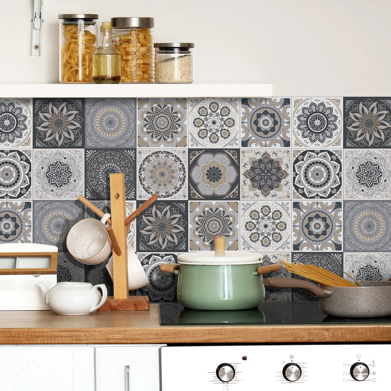 Carreaux Adhésifs Crédence 15 cm, 27 Motifs Colorés, 12 ou 24 Pièces