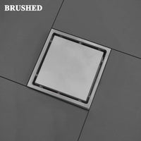 Bonde de Douche Carrée Inox 15 x 15 cm, Grille ou Plaque Invisible