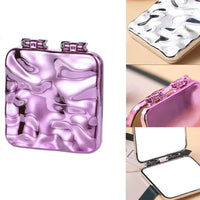 Mini Miroir de Poche Carré en Verre, Violet, Ivoire Nacré ou Argent