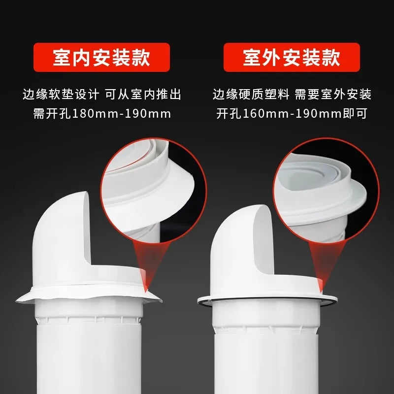 Capuchon d'Évacuation de Hotte Anti-Pluie en PVC Blanc, Pose Intérieure ou Extérieure