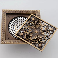 Bonde de Douche Carrée Laiton Vieilli Motifs Ciselés 12 cm