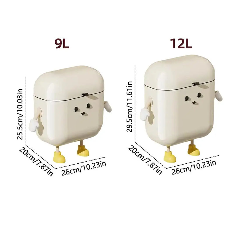 Poubelle Murale de Cuisine Mignonne Blanc Crème, 9 ou 12 L