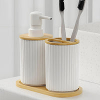 Set Accessoires Salle de Bain Noir ou Blanc, 3 Pièces et Plateau