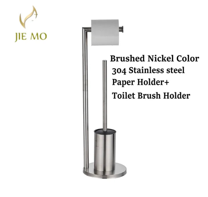 Porte-Papier Toilette sur Pied Inox 304 avec Réserve ou Brosse WC
