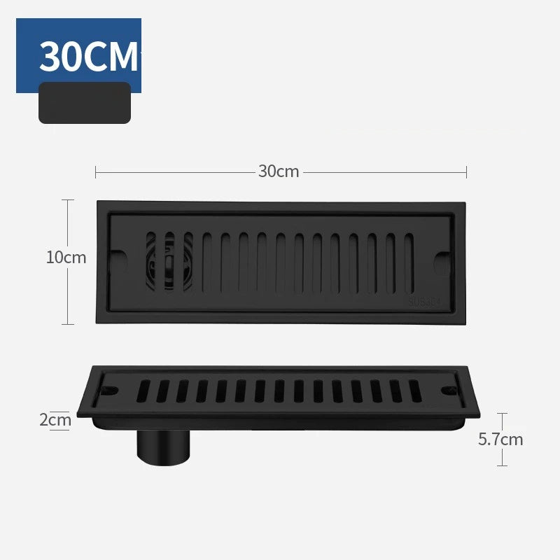 Caniveau de Douche Inox 304 Brossé ou Noir, 20 à 60 cm