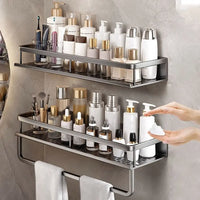 Étagère de Douche Murale Aluminium Sans Perçage, Grise, 30 ou 40 cm