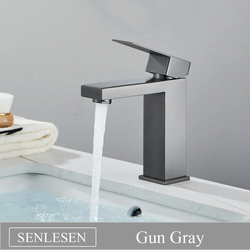 Mitigeur Lavabo Design Carré, Bas et Haut, 5 Finitions